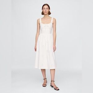 GAP Eyelet Scoop Neck Dress white cotton bodice prairie peasant size XS